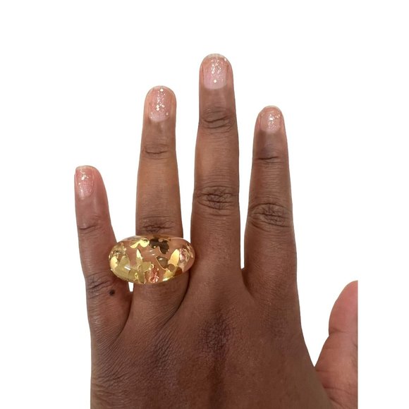LOUIS VUITTON Pink and Gold Inclusion Dome Ring size 5.5 #1272 - Picture 1 of 5